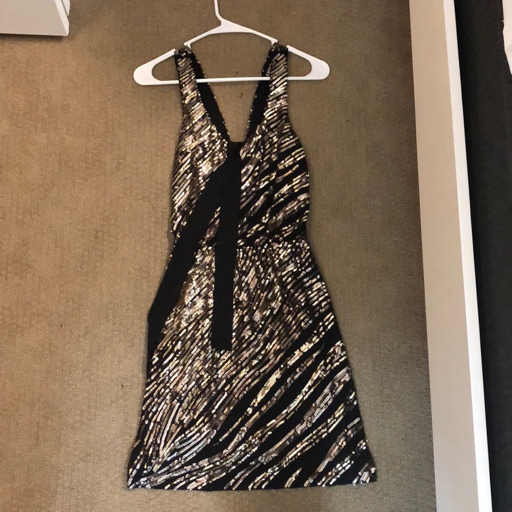 black and gold sequin dress